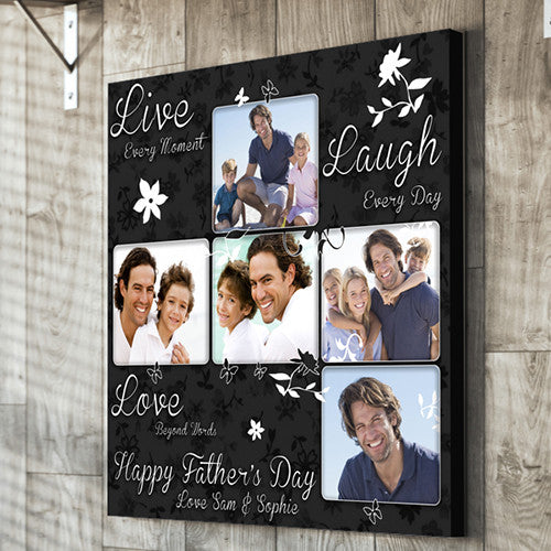 Father's Day live love laugh personalised  canvas gift dad grandad father 