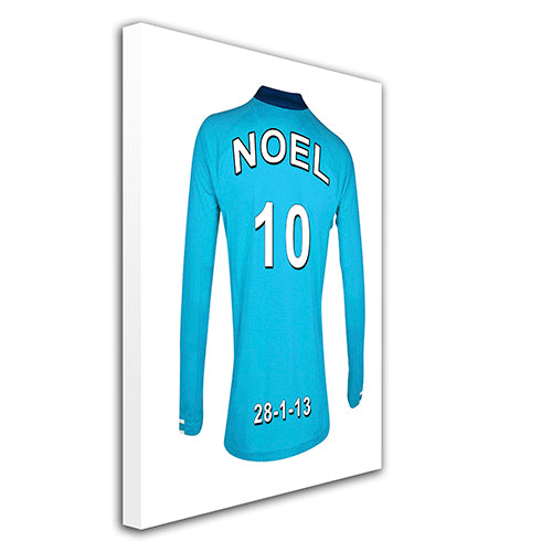 Manchester City Football Club blue personalised football shirt canvas