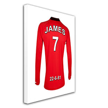 Load image into Gallery viewer, Manchester United Football Club red personalised football shirt canvas
