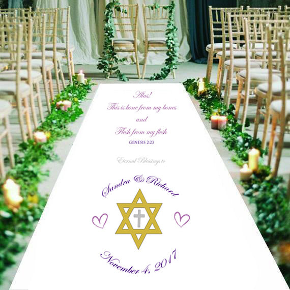 mixed faith personalised wedding aisle runner 