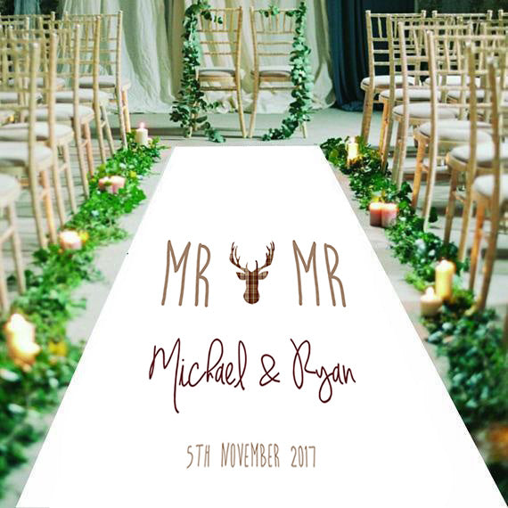 LGBT personalised wedding aisle runner bride and bride/groom and groom name date of wedding stag
