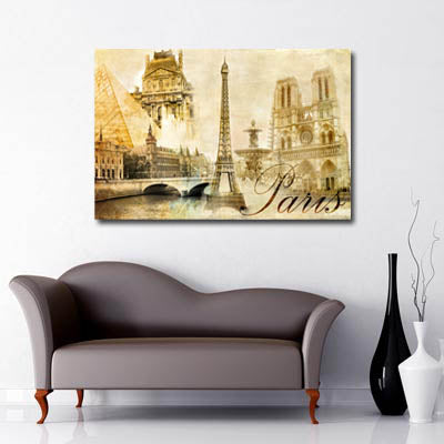 Vintage Paris image eifel tower Notre Dame Arc de triumphe