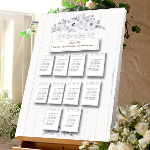 Vintage Rose Wood Wedding Table Plan - Canvas Seating Meal Plan