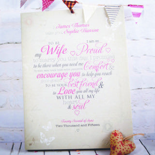 wedding vows canvas bride groom gift