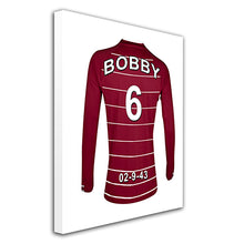 Load image into Gallery viewer, West Ham  claret and white personalised football shirt canvas
